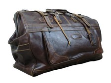 VINTAGE Buffalo LEATHER BROWN WEEKEND BAG Suitcase Gladstone Bag Lockable Large