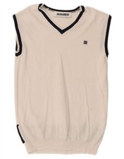 DIRK BIKKEMBERGS Womens Graphic Vest Tank Top IT 38 XS Off White Cotton KL05