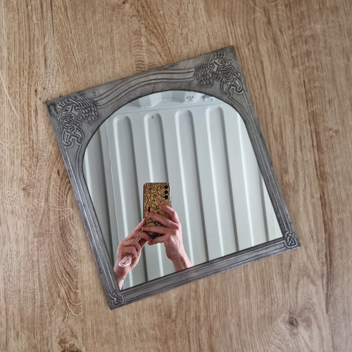 Vintage celtic pewter mirror - pewter,