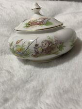 Porcelain Gnome Fishing Design Trinket Box