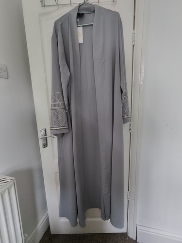 Grey abaya sleeve detailing - grey,