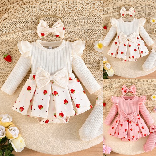 3pcs baby girls ribbed romper - 3pcs,
