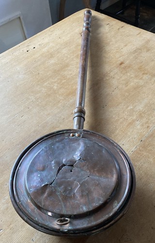 Antique copper bed pan - pan, warming