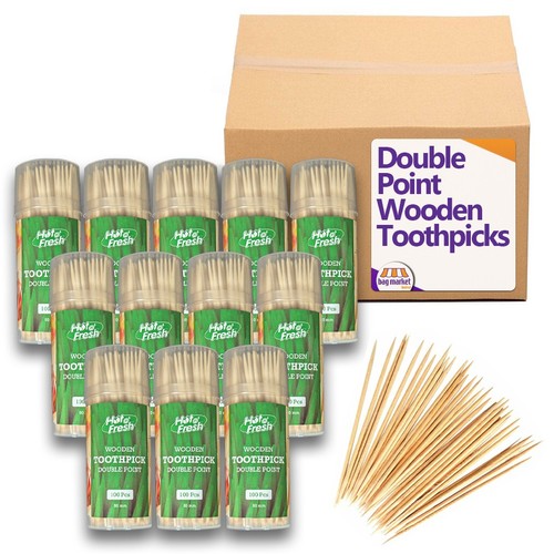1200 wooden toothpicks 80mm - wooden,