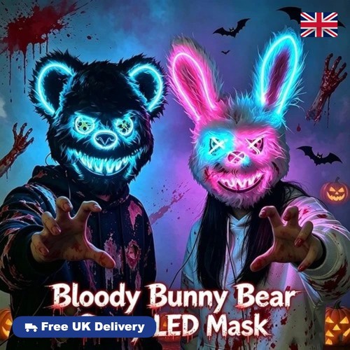 Led halloween bunny mask - led,