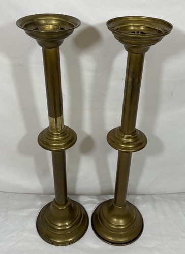 Vintage pair brass altar - brass,