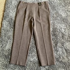 BNWT Ladies BHS Size 14 Eur 42 Short Length Plum Mix Part Elasticated Trousers 