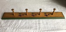 French Real Wood Hat and Coat Hook Rack. Cherry Motifs Hand Painted and Signed.