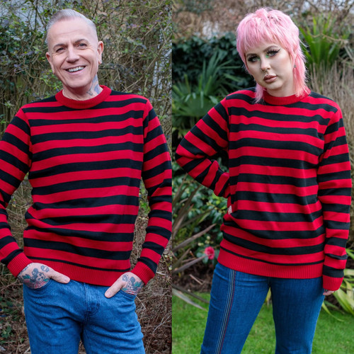 Red and black stripe jumper - black, by