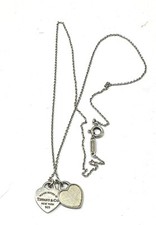 “Return to Tiffany & Co” .925 Sterling Silver mini double heart-tag necklace