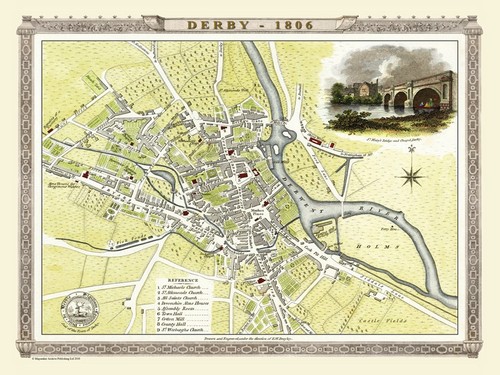 Old map derby 1806 by - ,