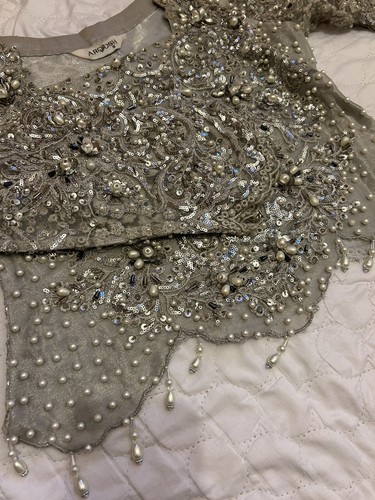 Grey silver designer lehenga - grey,
