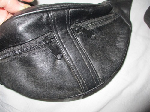 Genuine black leather - leather, waist
