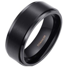 Black Titanium Mens Wedding Band Ring 8mm- Optional Free Engraving Personalised