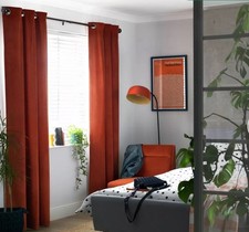 Habitat Cord Striped Terracotta Fully Lined Eyelet Curtains 117x137cm see desc