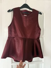 Zara Women's Satin Peplum Blouse Size S