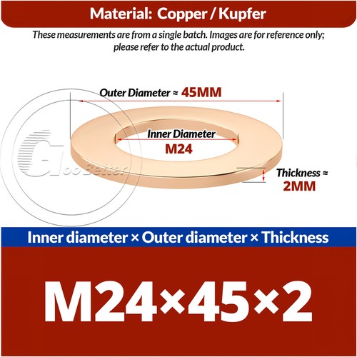 Metric copper sealing - copper, washers
