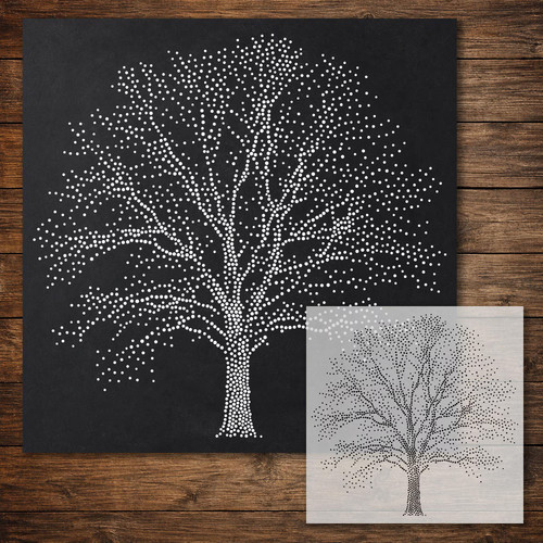 Bare winter tree stipple - tree,