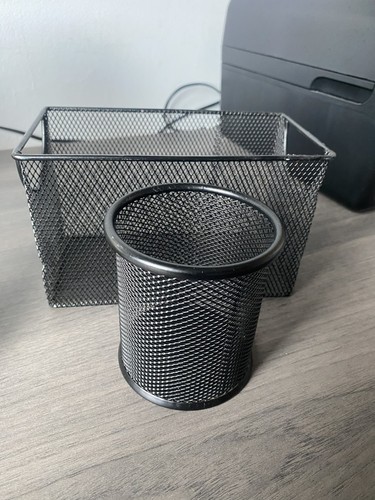 Black wire mesh desk tidy - mesh,