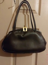 Vintage 80s Hamilton Real Leather Brown Handbag Made in England 