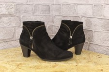 BLACK SUEDE MID HEEL ANKLE BOOTS SIZE 5/ 38 BY GABOR USED CON