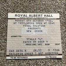 New Order ticket Royal Albert Hall 06/10/86 #1304