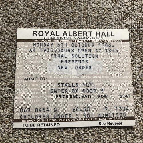 New order ticket royal albert - order,