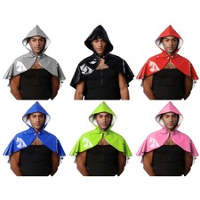 Mens Cape Nightclub Tops Disco Hooded Cloak Shiny Fancy Dress Latex Cosplay Pvc