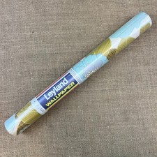 VINTAGE WALLPAPER ROLL BLUE GREEN FLORAL GENUINE 1960s 70s RETRO