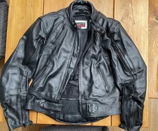 Men’s Black Triumph Leathers, two piece zip together, removable jacket liner