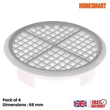 4 x White Plastic 68mm Round