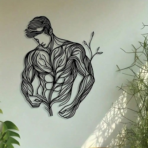 Black floral muscle man - black,