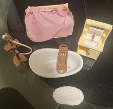 Sylvanian Families Bathroom Set Roll top Bath, Shower Rail, Tap, Sink Unit & Mat