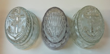 3 Vintage glass jelly moulds anchor & rope and shell motifs coastal seaside