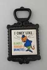 Vintage Fox Cast Iron Ceramic Tile Mini Trivet Made In Japan