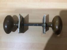 Pair Of Reclaimed Victorian Oval Brass Door Knobs. 6cm, Square Back Plates.