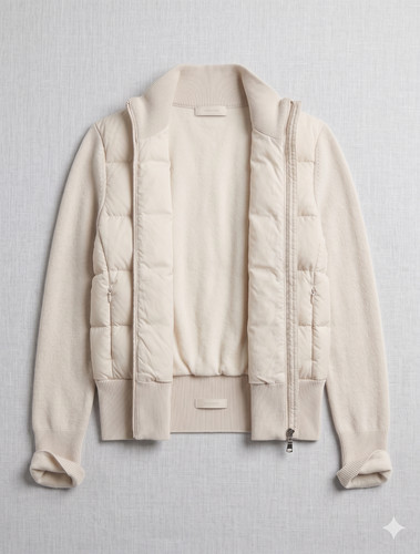 Women cream hybrid puffer - hybrid,