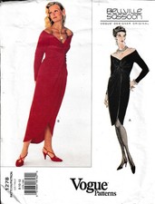 Vogue Designer Evening Cocktail Dress Portrait Neck Size 8-10-12 Sewing Pattern