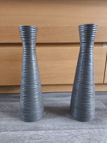 Tall black ribbed ceramic - black,