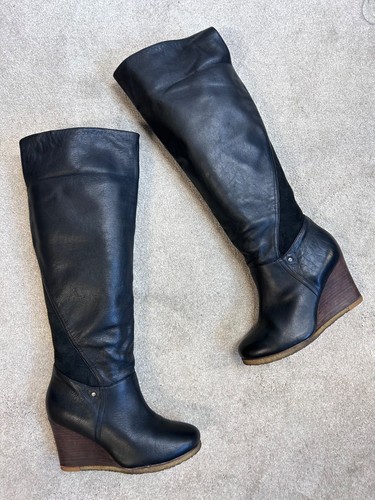 Ugg black leather knee - ugg,