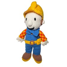 Vintage Bob The Builder Hand Made Soft Plush Toy Knitted One Off 1999 2000s Y2K
