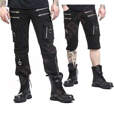 Men's Gothic Black Straight Bondage Pants Short Punk Rock Metal Zippers Trousers
