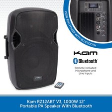 Kam RZ12ABT 12" 1000W Bluetooth PA Speaker Active Portable Powered DJ Club Stage