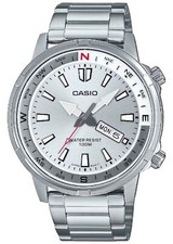 Casio MTD130D-7A Men's Pilot Aviator Style MTD-130D Silver Dial Steel Watch