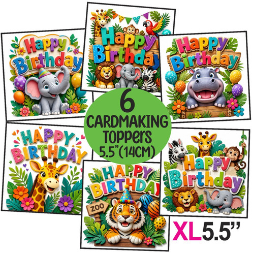 Safari zoo card toppers - xl,