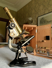 Vintage F. Koristka of Milan - Brass Monocular Microscope - circa 1920s, Cased