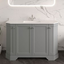 Old London Angled Vanity Unit with 1TH White Marble Top 1200mm - Storm Grey
