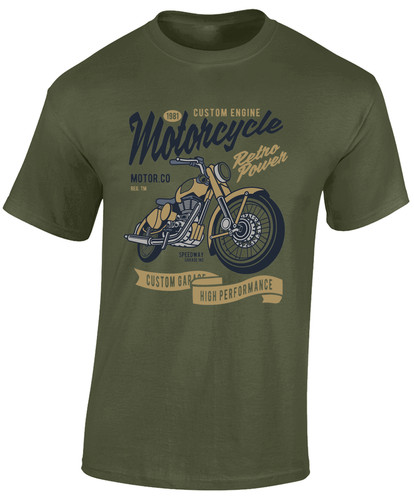 Retro power motorcycle mens - motorcycle, t