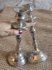 Candle Holders x 2 Silver Chrome Tone Candle Sticks