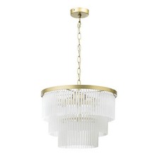 BHS Aubrey Frosted Glass Brass Ceiling Pendant